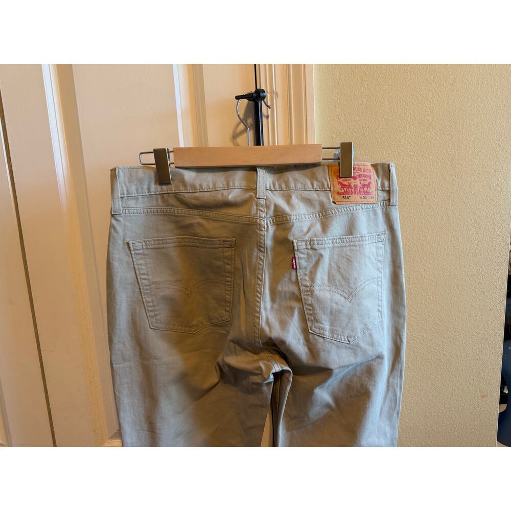 Levi's 514 Straight Fit Pants Jeans Stretch Khaki Beige Tan Men's W34 x L30 - Picture 6 of 10